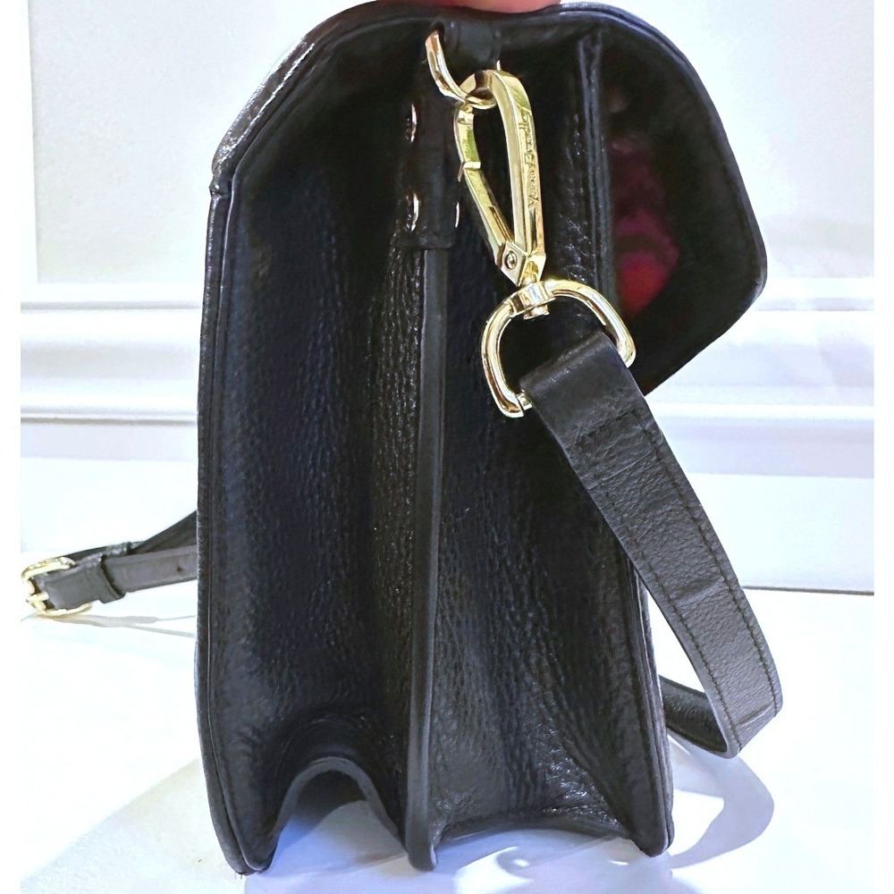 Vera Bradley Black Quilted Leather Satchel Crossbody Bag Gold Hardware Purse EUC - Picture 7 of 16